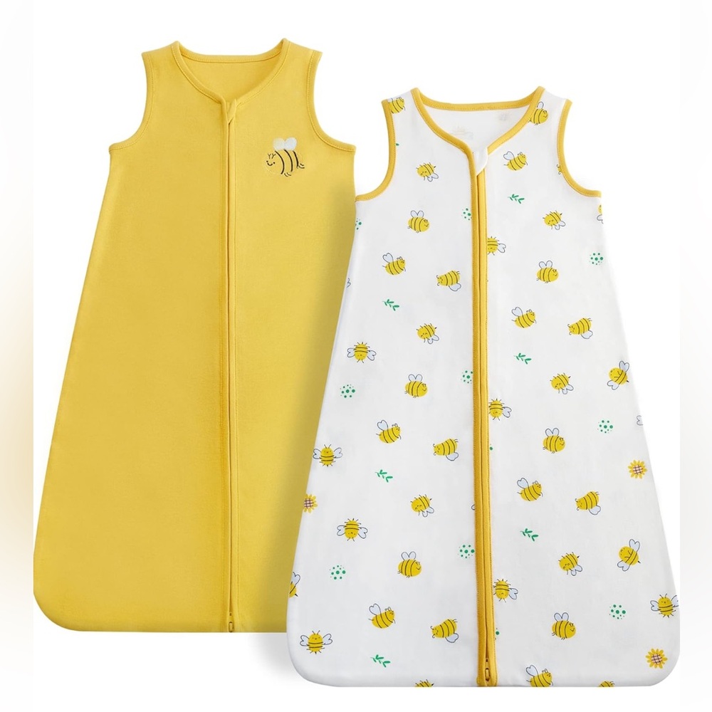 NWOT Bee Print Kids Sleep Sacks - Yellow and White - Picture 1 of 6